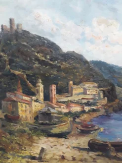 Sale Pamono Ligurian Coast, Italy, 1950s, Oil on Cardboard
