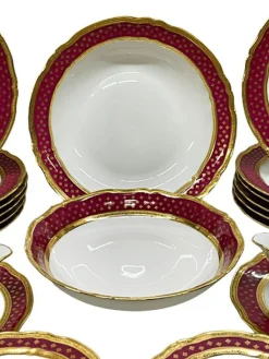 Sale Pamono Limoges Dinner Service in Polished Gilding with Agate from Raynaud & Co., Set of 199