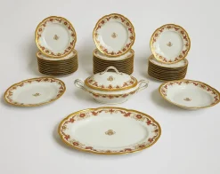 Online Pamono Limoges Dinner Service with Gold Inlay in Porcelain by Haviland, 1920s, Set of 39