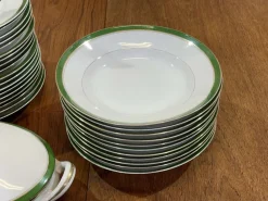 Pamono Limoges Porcelain Dinner Service in Green and Gold, 1960s, Set of 42><noscript><img width=