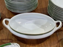Pamono Limoges Porcelain Dinner Service in Green and Gold, 1960s, Set of 42><noscript><img width=