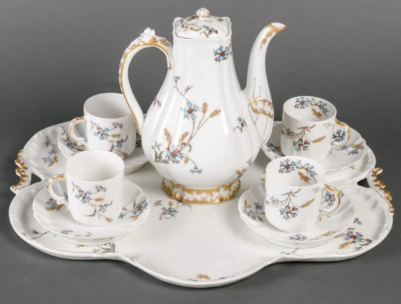 Clearance Pamono Limoges Porcelain Tea and Coffee Service, Set of 6