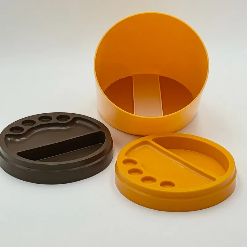 Pamono Lipstick Table Mirror in Yellow Plastic, 1970s> Mirrors