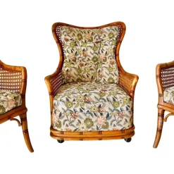 Online Pamono Living Room Set in Fake Bamboo and Rattan from Giorgetti Italia, 1970s, Set of 3