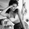 Pamono Liz Taylor on the Set of Giant Silver Gelatin Resin Print Framed in Black by Frank Worth> Mid-Century