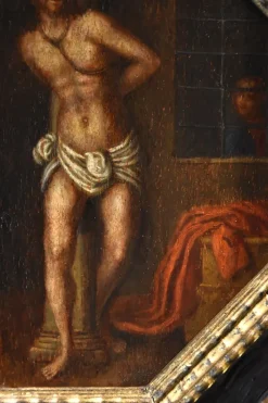 New Pamono Lombard School Artist, Christ on the Column, 1580, Oil on Board, Framed