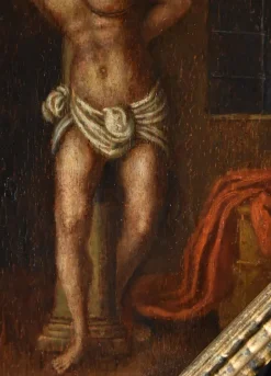 New Pamono Lombard School Artist, Christ on the Column, 1580, Oil on Board, Framed