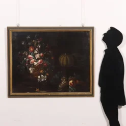 Outlet Pamono Lombard School Artist, Still Life with Flowers and Pumpkins, Late 1600s, Oil on Canvas, Framed