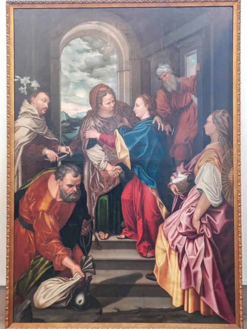 Hot Pamono Lombard School Artist, Visitation of Mary, 16th Century, Oil on Canvas