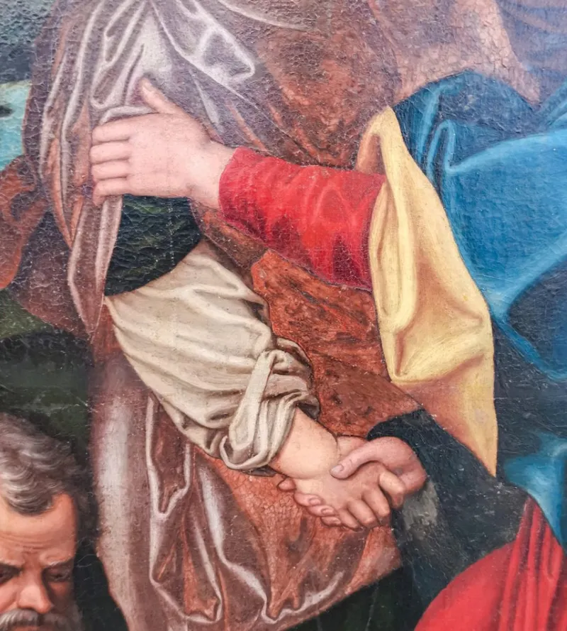 Hot Pamono Lombard School Artist, Visitation of Mary, 16th Century, Oil on Canvas
