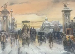 Pamono Léon Godinnet, The Pont Alexandre III, Gouache and Watercolor><noscript><img width=