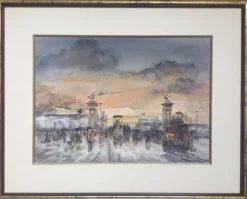 Pamono Léon Godinnet, The Pont Alexandre III, Gouache and Watercolor><noscript><img width=