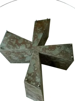 Outlet Pamono London Coffee Table in Brazilian Oxide Slate with Metal Details and Glass Top by Joaquín Moll for Creaciones Moll