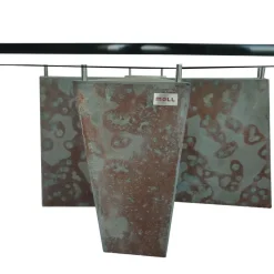 Outlet Pamono London Coffee Table in Brazilian Oxide Slate with Metal Details and Glass Top by Joaquín Moll for Creaciones Moll
