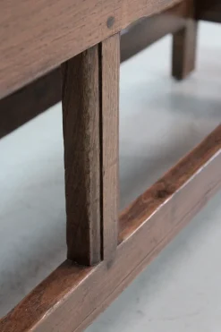 Pamono Long Antique Chestnut Wood Bench><noscript><img width=