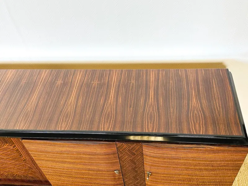 Pamono Long Art Deco Sideboard in Macassar and Zebrano by André Arbus, 1940> Sideboards & Buffets