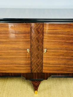 Pamono Long Art Deco Sideboard in Macassar and Zebrano by André Arbus, 1940><noscript><img width=