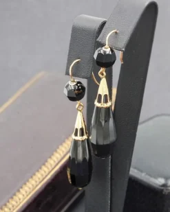 Pamono Long Black Earrings, Set of 2><noscript><img width=