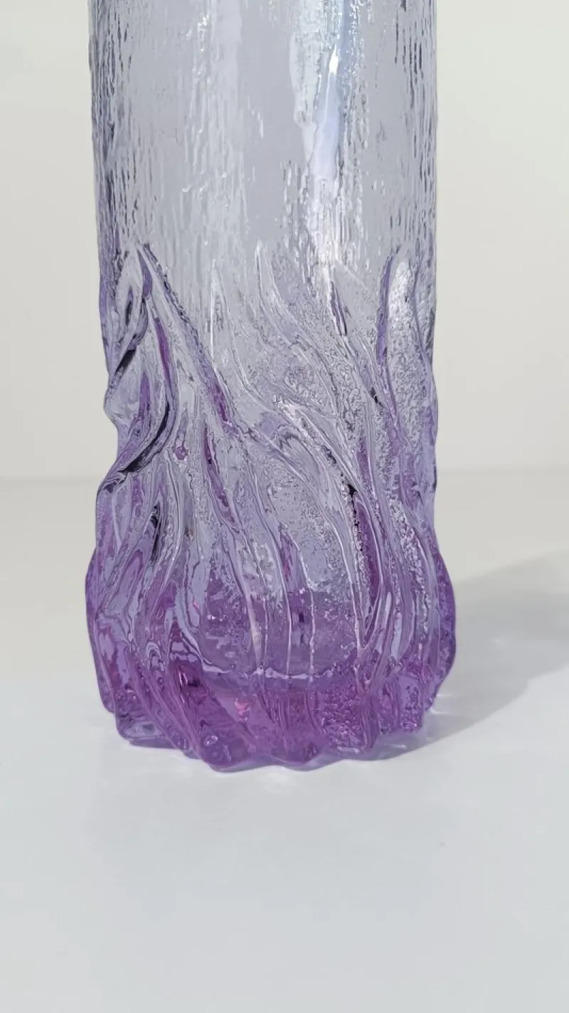 Pamono Long Drink Tumbler Glasses & Jug Set in Pale Lilac Bark Glass in the style of Whitefriars & Geoffrey Baxter, 1960s, Set of 7> Glassware
