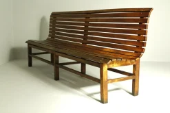 Pamono Long Indoor Railway Station Bench in Beech, 1930><noscript><img width=