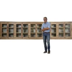 Pamono Long Wall Showcase to Hang in Wood and Zinc><noscript><img width=