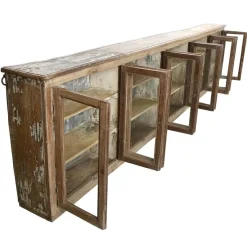 Pamono Long Wall Showcase to Hang in Wood and Zinc><noscript><img width=