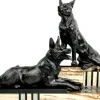 Pamono Louis Albert Carvin, Art Deco German Shepherds, 1920s, Zinc & Lead Alloy> Art Deco|Sculpture