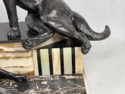 Pamono Louis Albert Carvin, Art Deco German Shepherds, 1920s, Zinc & Lead Alloy><noscript><img width=