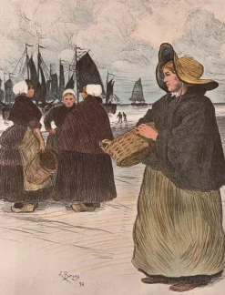 Sale Pamono Louis Borgex, Les Sardinières, 1898, Original Lithograph