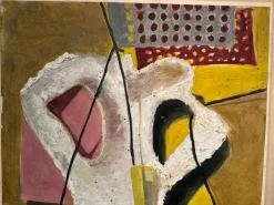 Pamono Louis Latapie, Modernist Art Deco Composition, 1939, Oil on Board><noscript><img width=