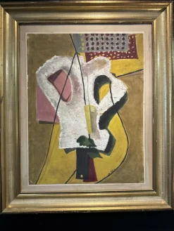 Pamono Louis Latapie, Modernist Art Deco Composition, 1939, Oil on Board><noscript><img width=