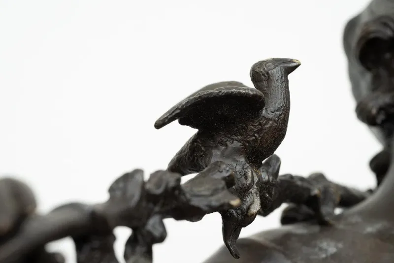 Pamono Louis Moreau, Nimphe de Bois, 19th Century, Patinated Bronze on Red Levanto Marble Base> Sculpture