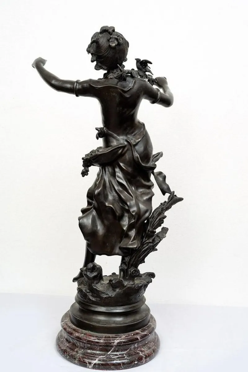 Pamono Louis Moreau, Nimphe de Bois, 19th Century, Patinated Bronze on Red Levanto Marble Base> Sculpture