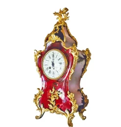 New Pamono Louis XV Clock in Tortoiseshell Effect Lacquer & Gilt Bronze