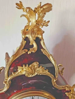 New Pamono Louis XV Clock in Tortoiseshell Effect Lacquer & Gilt Bronze