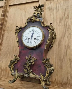 New Pamono Louis XV Clock in Tortoiseshell Effect Lacquer & Gilt Bronze