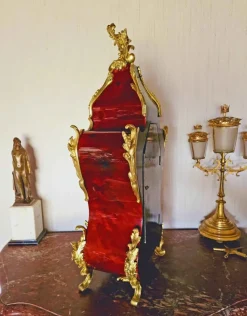 New Pamono Louis XV Clock in Tortoiseshell Effect Lacquer & Gilt Bronze
