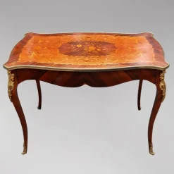 Pamono Louis XV Desk Table with Flower Bouquet Marquetry