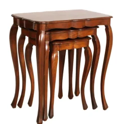 Pamono Louis XV French Nesting Tables in Walnut, 1930, Set of 3