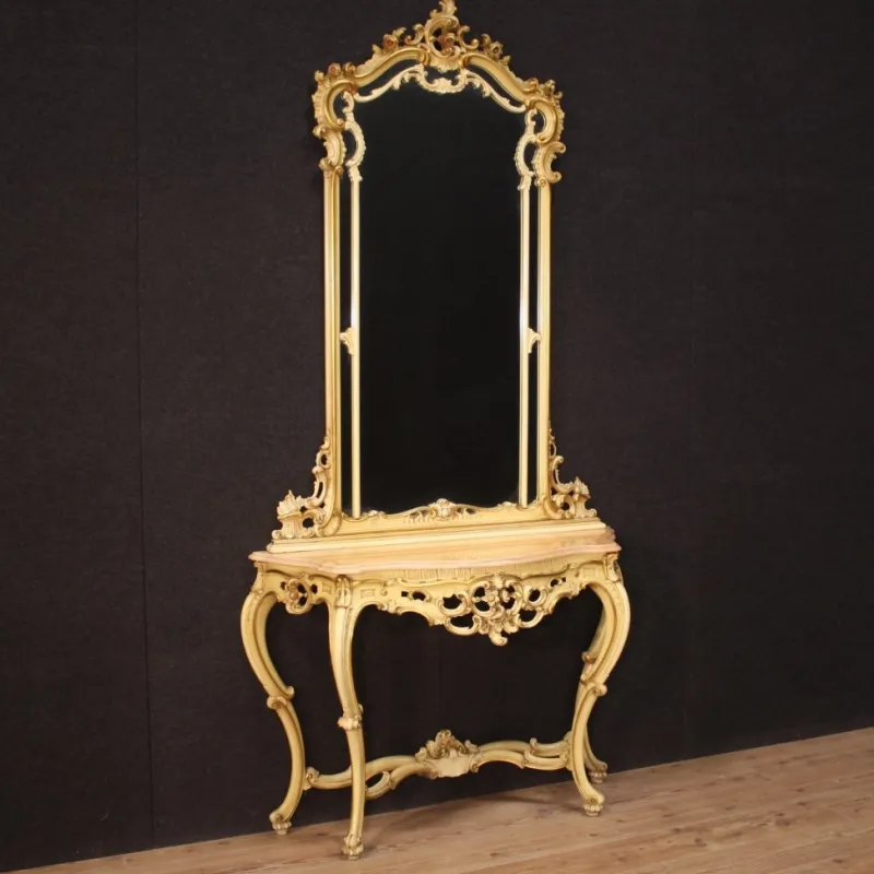 Best Pamono Louis XV Italian Console with Mirror, 1960s, Set of 2