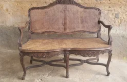 Outlet Pamono Louis XV Rattan Bench, 19th Century