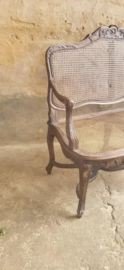 Outlet Pamono Louis XV Rattan Bench, 19th Century