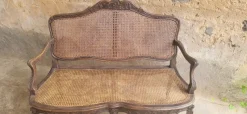 Outlet Pamono Louis XV Rattan Bench, 19th Century