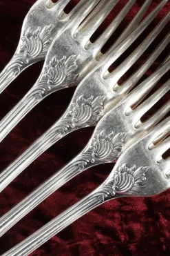 Pamono Louis XV Silver-Plated Flatware, 1900s, Set of 51><noscript><img width=
