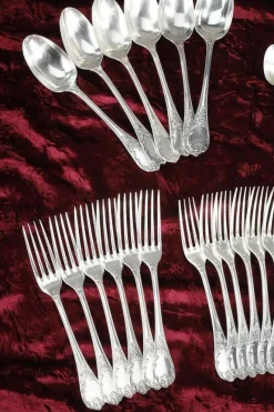 Pamono Louis XV Silver-Plated Flatware, 1900s, Set of 51><noscript><img width=