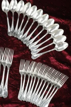 Pamono Louis XV Silver-Plated Flatware, 1900s, Set of 51><noscript><img width=
