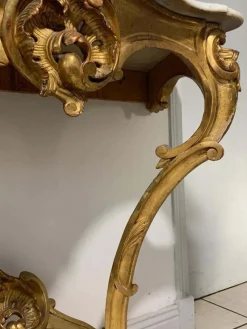 New Pamono Louis XV Style Console in Gilded Wood, France, 19th Century