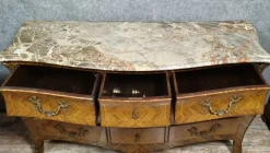 Clearance Pamono Louis XV Style Curved Chest of Drawers in Marquetry, 1880