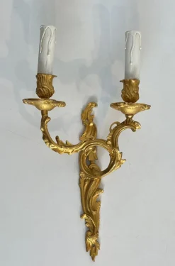 Clearance Pamono Louis XV Style Gilt Bronze Wall Lights, Set of 2