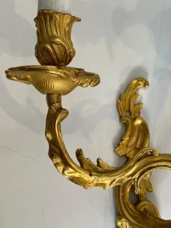 Clearance Pamono Louis XV Style Gilt Bronze Wall Lights, Set of 2